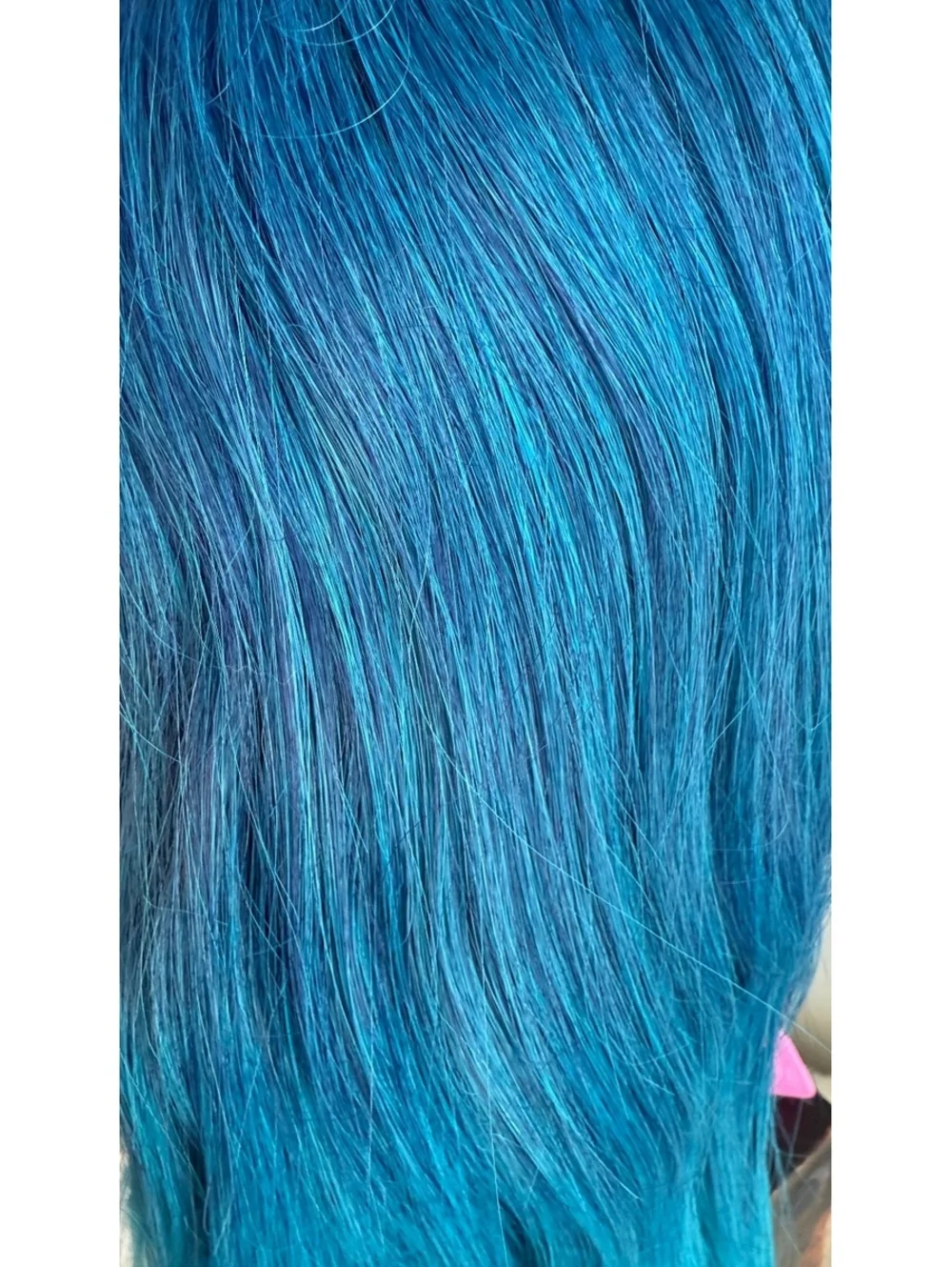 Blue to Turquoise Ombre Long Synthetic Wig with Bangs